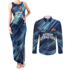 Australian Athletics Couples Matching Tank Maxi Dress and Long Sleeve Button Shirt Geometric Digital Sport Motion Art
