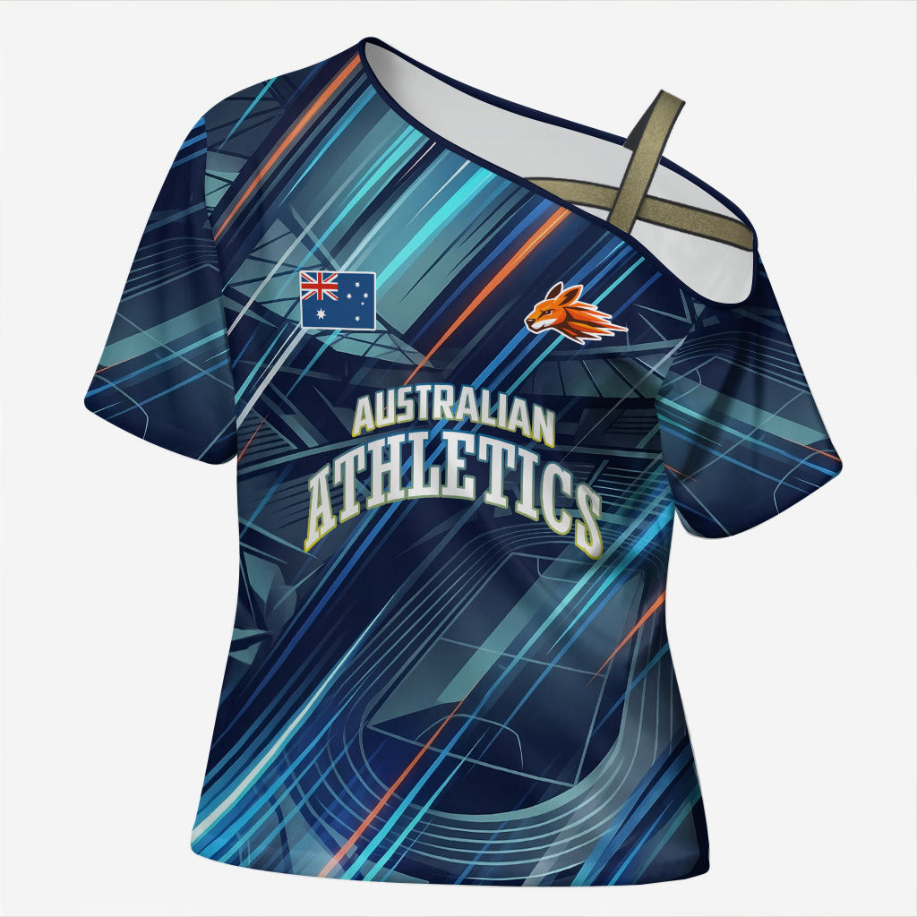 Australian Athletics Cross Shoulder Shirt Geometric Digital Sport Motion Art