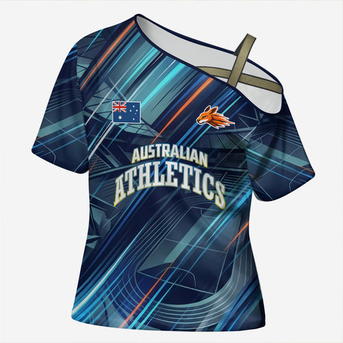 Australian Athletics Cross Shoulder Shirt Geometric Digital Sport Motion Art