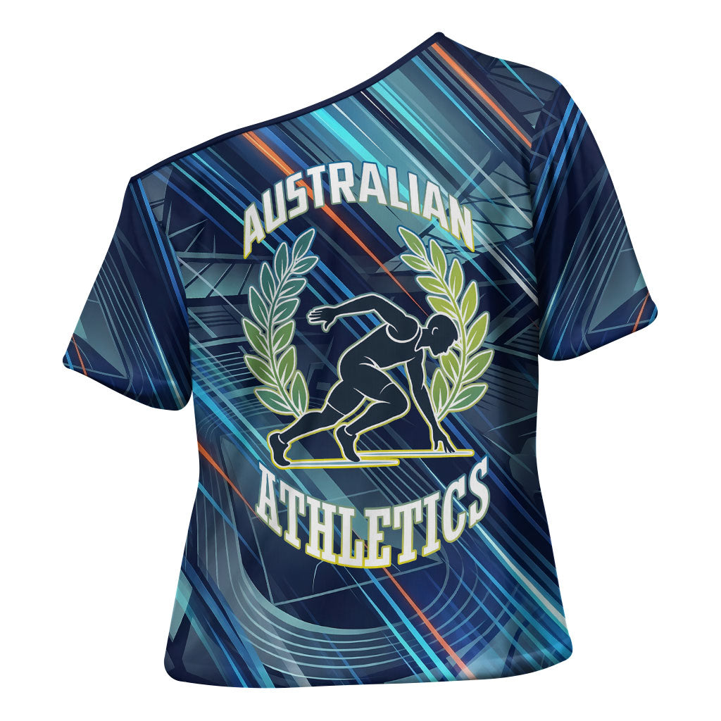 Australian Athletics Cross Shoulder Shirt Geometric Digital Sport Motion Art