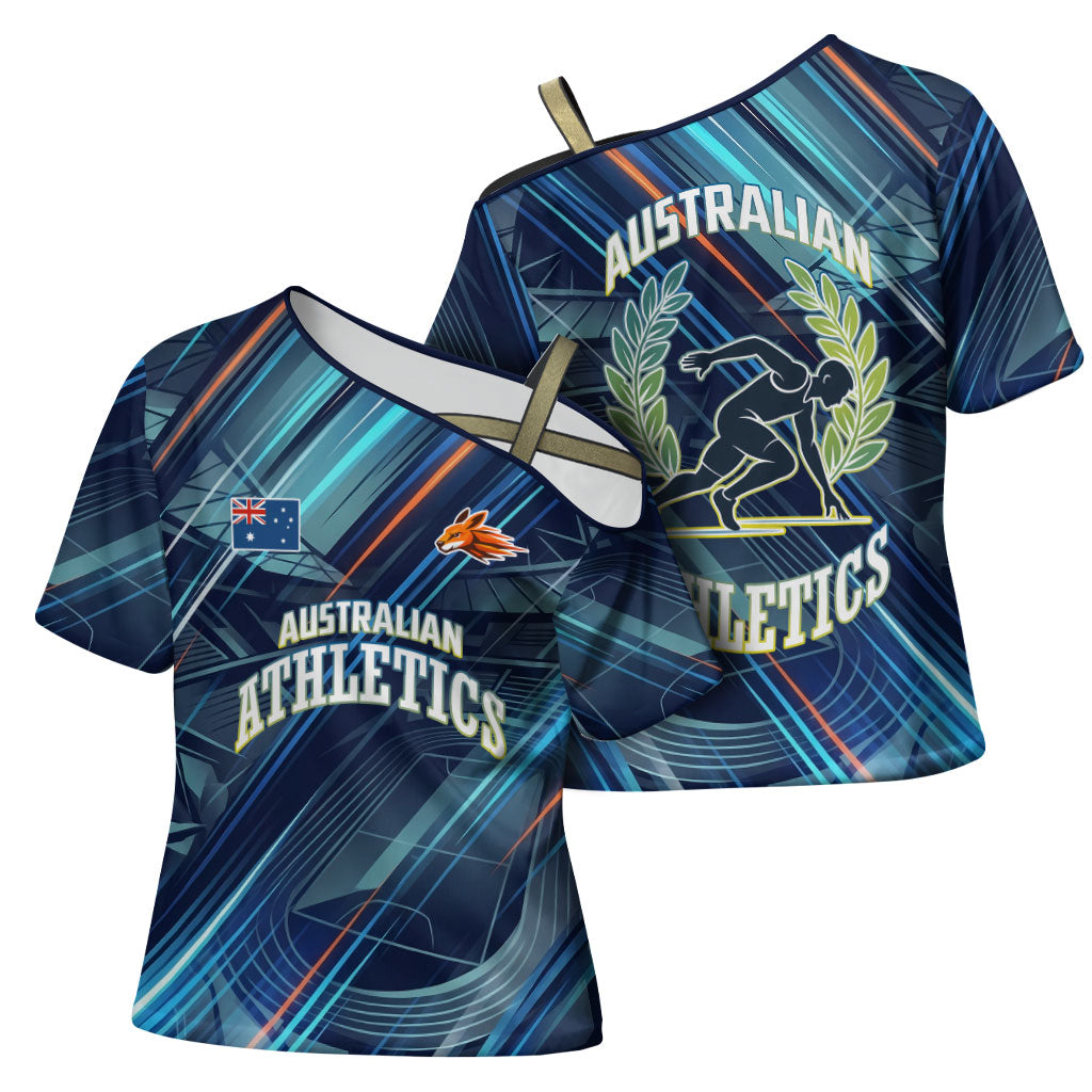 Australian Athletics Cross Shoulder Shirt Geometric Digital Sport Motion Art
