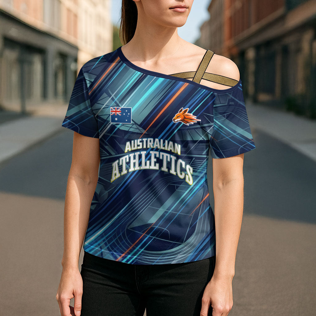 Australian Athletics Cross Shoulder Shirt Geometric Digital Sport Motion Art