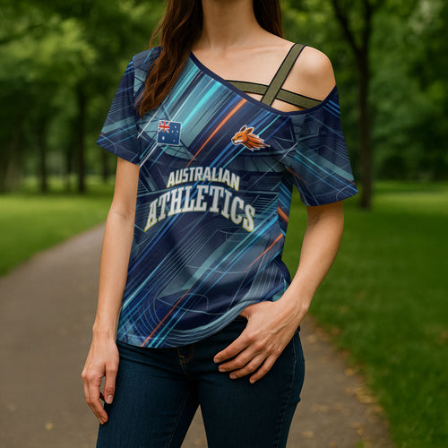 Australian Athletics Cross Shoulder Shirt Geometric Digital Sport Motion Art