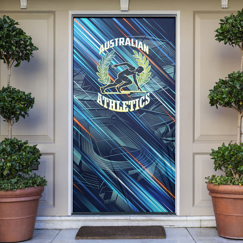 Australian Athletics Door Cover Geometric Digital Sport Motion Art