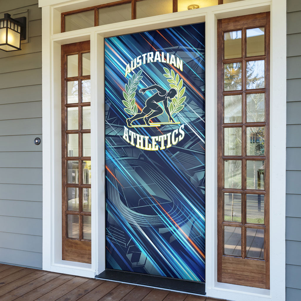 Australian Athletics Door Cover Geometric Digital Sport Motion Art