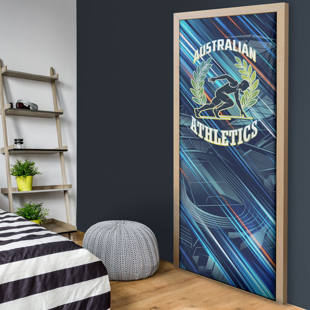 Australian Athletics Door Cover Geometric Digital Sport Motion Art
