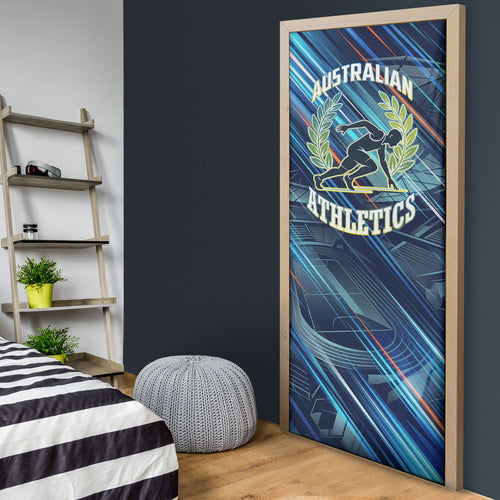 Australian Athletics Door Cover Geometric Digital Sport Motion Art
