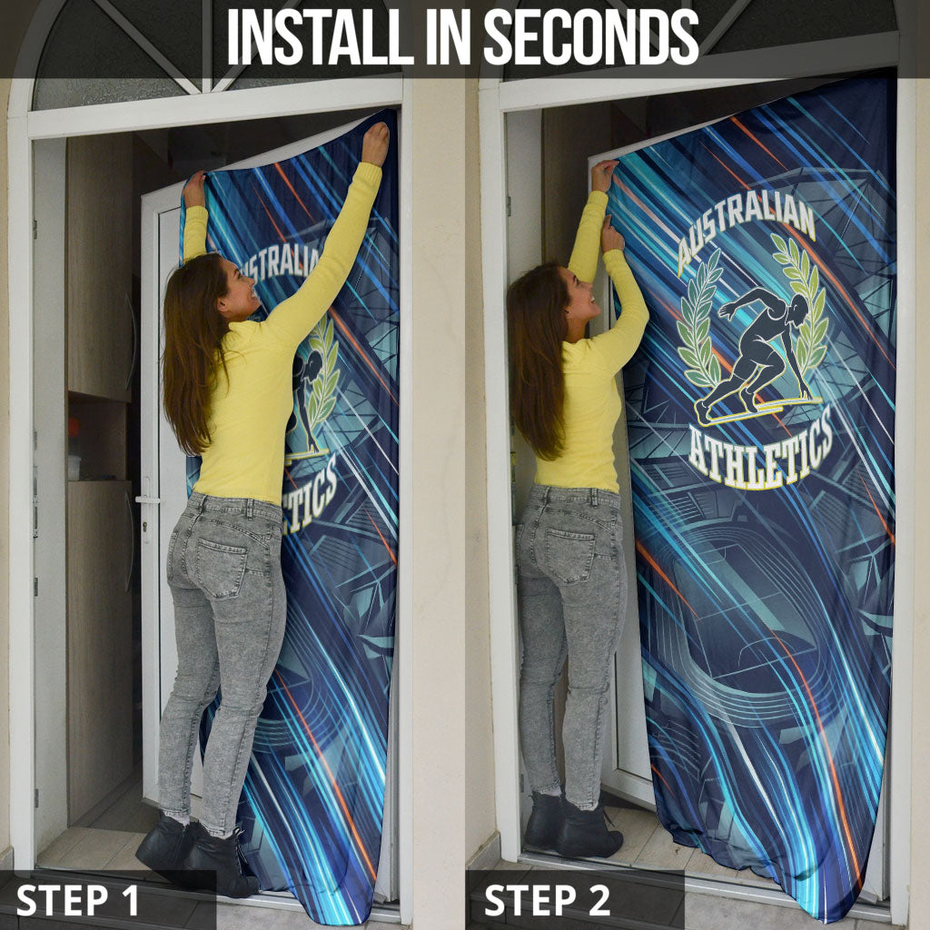 Australian Athletics Door Cover Geometric Digital Sport Motion Art