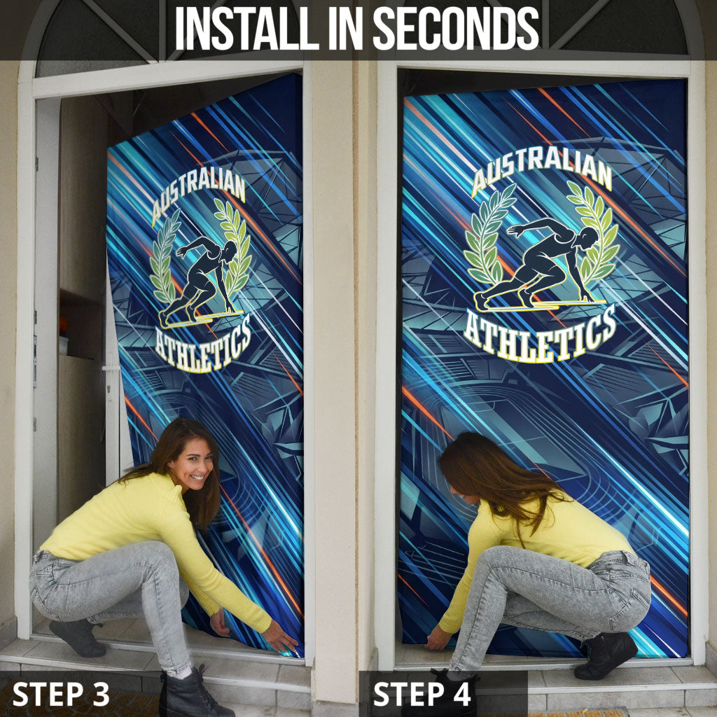 Australian Athletics Door Cover Geometric Digital Sport Motion Art