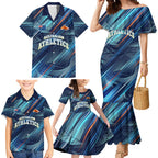 Australian Athletics Family Matching Mermaid Dress and Hawaiian Shirt Geometric Digital Sport Motion Art