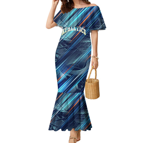Australian Athletics Family Matching Mermaid Dress and Hawaiian Shirt Geometric Digital Sport Motion Art