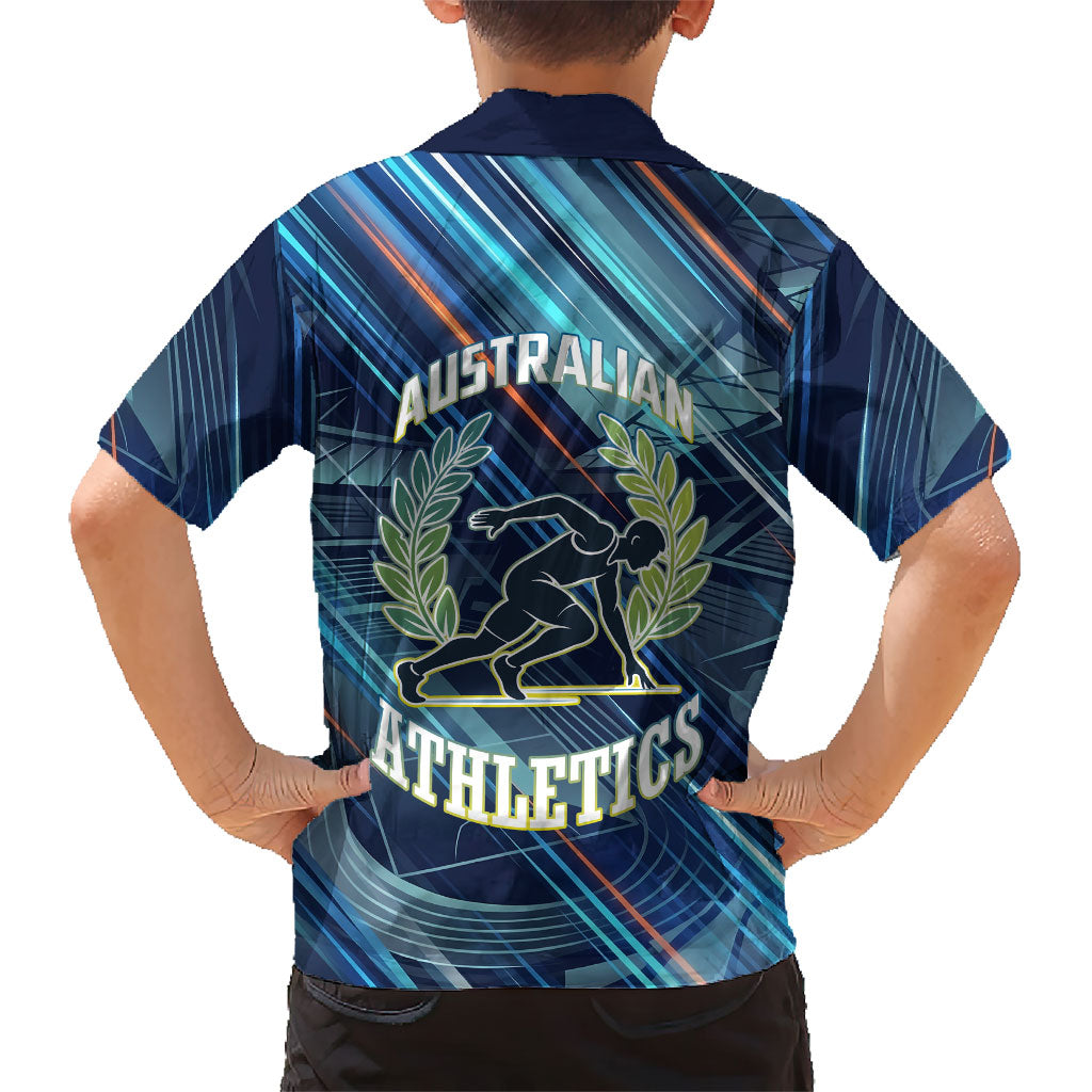 Australian Athletics Family Matching Off The Shoulder Long Sleeve Dress and Hawaiian Shirt Geometric Digital Sport Motion Art