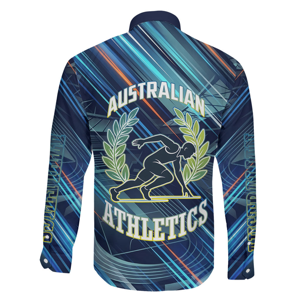 Australian Athletics Family Matching Off Shoulder Maxi Dress and Hawaiian Shirt Geometric Digital Sport Motion Art