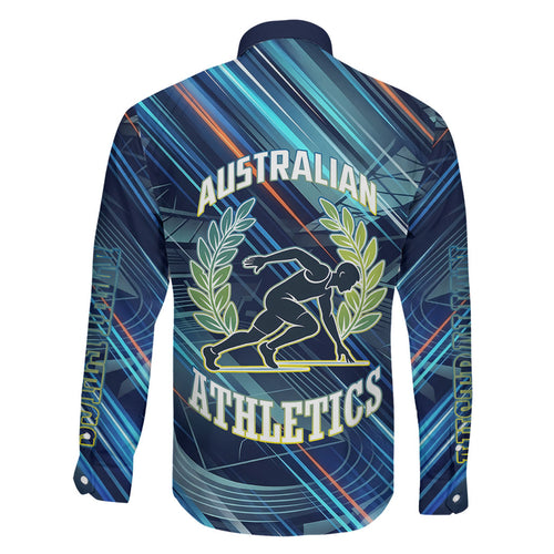 Australian Athletics Family Matching Off Shoulder Maxi Dress and Hawaiian Shirt Geometric Digital Sport Motion Art