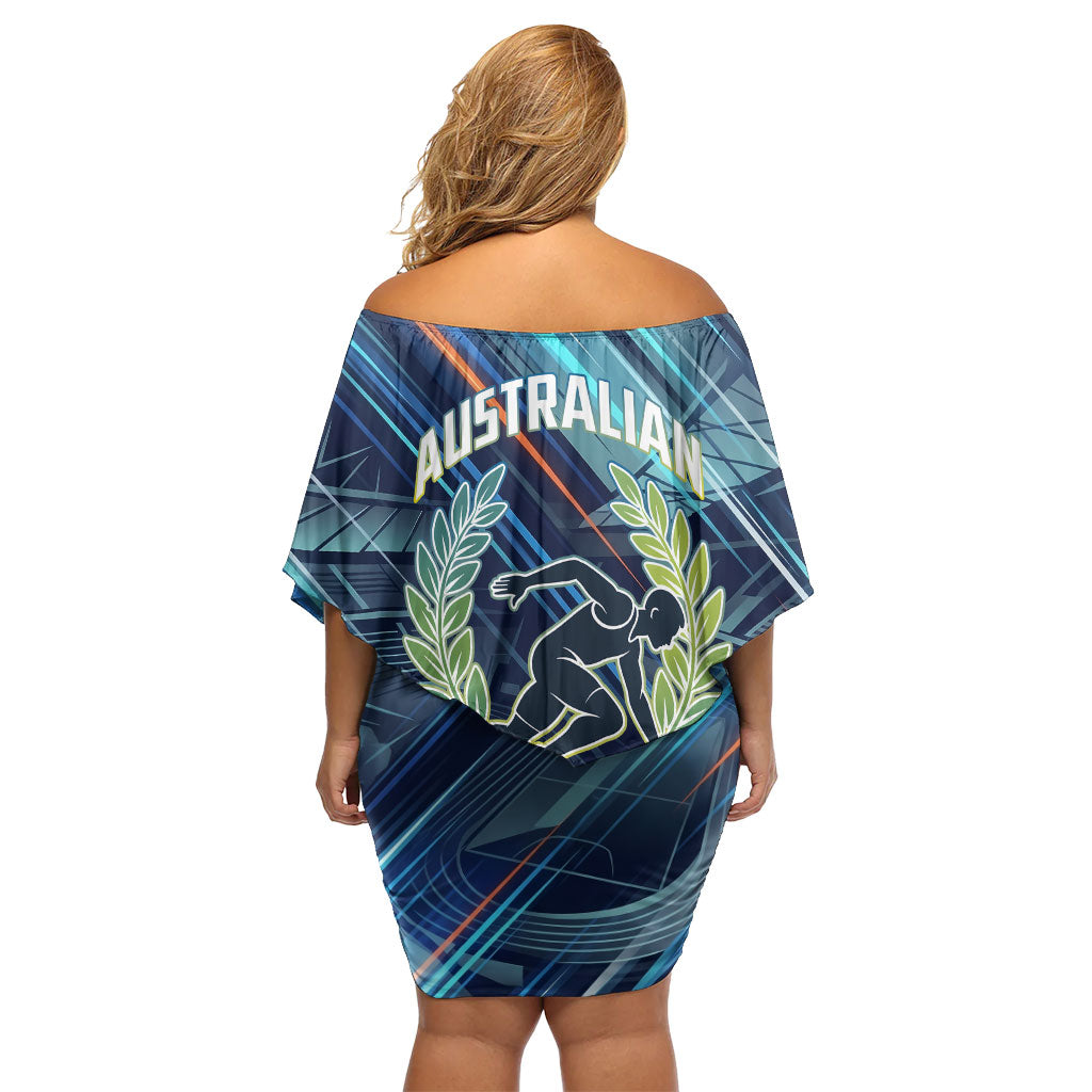 Australian Athletics Family Matching Off Shoulder Short Dress and Hawaiian Shirt Geometric Digital Sport Motion Art