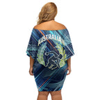 Australian Athletics Family Matching Off Shoulder Short Dress and Hawaiian Shirt Geometric Digital Sport Motion Art