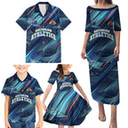 Australian Athletics Family Matching Puletasi and Hawaiian Shirt Geometric Digital Sport Motion Art