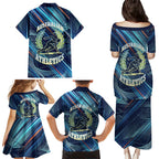 Australian Athletics Family Matching Puletasi and Hawaiian Shirt Geometric Digital Sport Motion Art