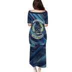 Australian Athletics Family Matching Puletasi and Hawaiian Shirt Geometric Digital Sport Motion Art