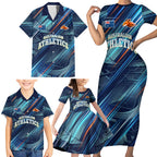 Australian Athletics Family Matching Short Sleeve Bodycon Dress and Hawaiian Shirt Geometric Digital Sport Motion Art