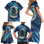 Australian Athletics Family Matching Short Sleeve Bodycon Dress and Hawaiian Shirt Geometric Digital Sport Motion Art