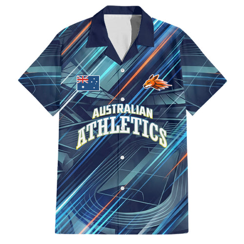 Australian Athletics Family Matching Short Sleeve Bodycon Dress and Hawaiian Shirt Geometric Digital Sport Motion Art