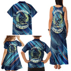 Australian Athletics Family Matching Tank Maxi Dress and Hawaiian Shirt Geometric Digital Sport Motion Art