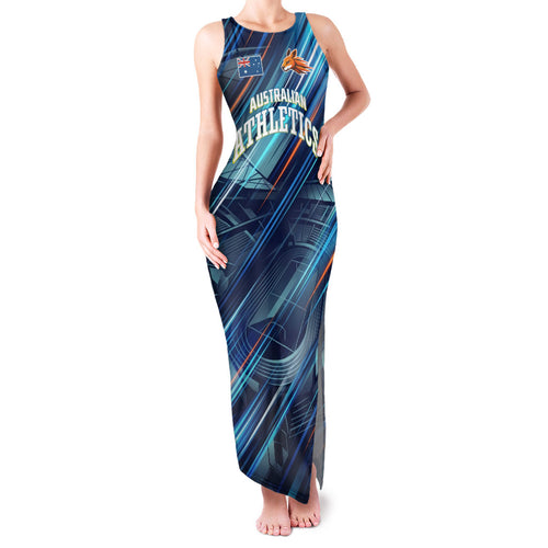 Australian Athletics Family Matching Tank Maxi Dress and Hawaiian Shirt Geometric Digital Sport Motion Art