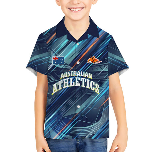 Australian Athletics Family Matching Tank Maxi Dress and Hawaiian Shirt Geometric Digital Sport Motion Art