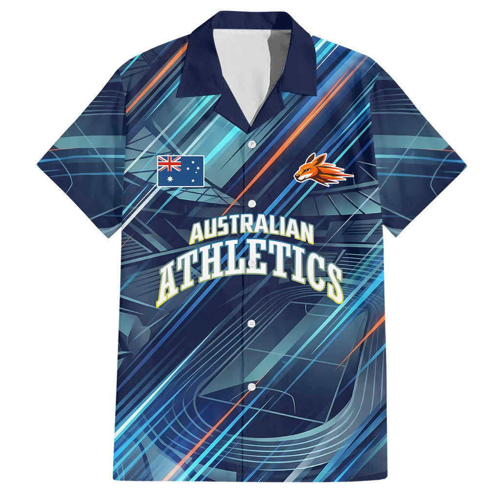 Australian Athletics Hawaiian Shirt Geometric Digital Sport Motion Art