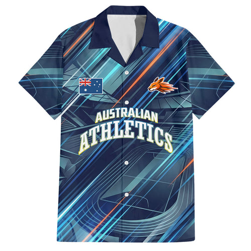 Australian Athletics Hawaiian Shirt Geometric Digital Sport Motion Art