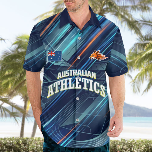 Australian Athletics Hawaiian Shirt Geometric Digital Sport Motion Art