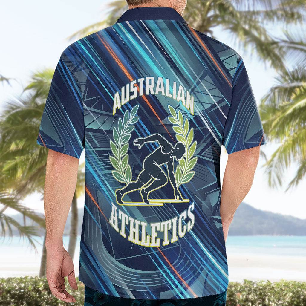 Australian Athletics Hawaiian Shirt Geometric Digital Sport Motion Art
