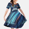 Australian Athletics Kid Short Sleeve Dress Geometric Digital Sport Motion Art