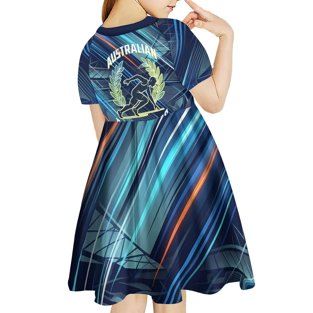 Australian Athletics Kid Short Sleeve Dress Geometric Digital Sport Motion Art