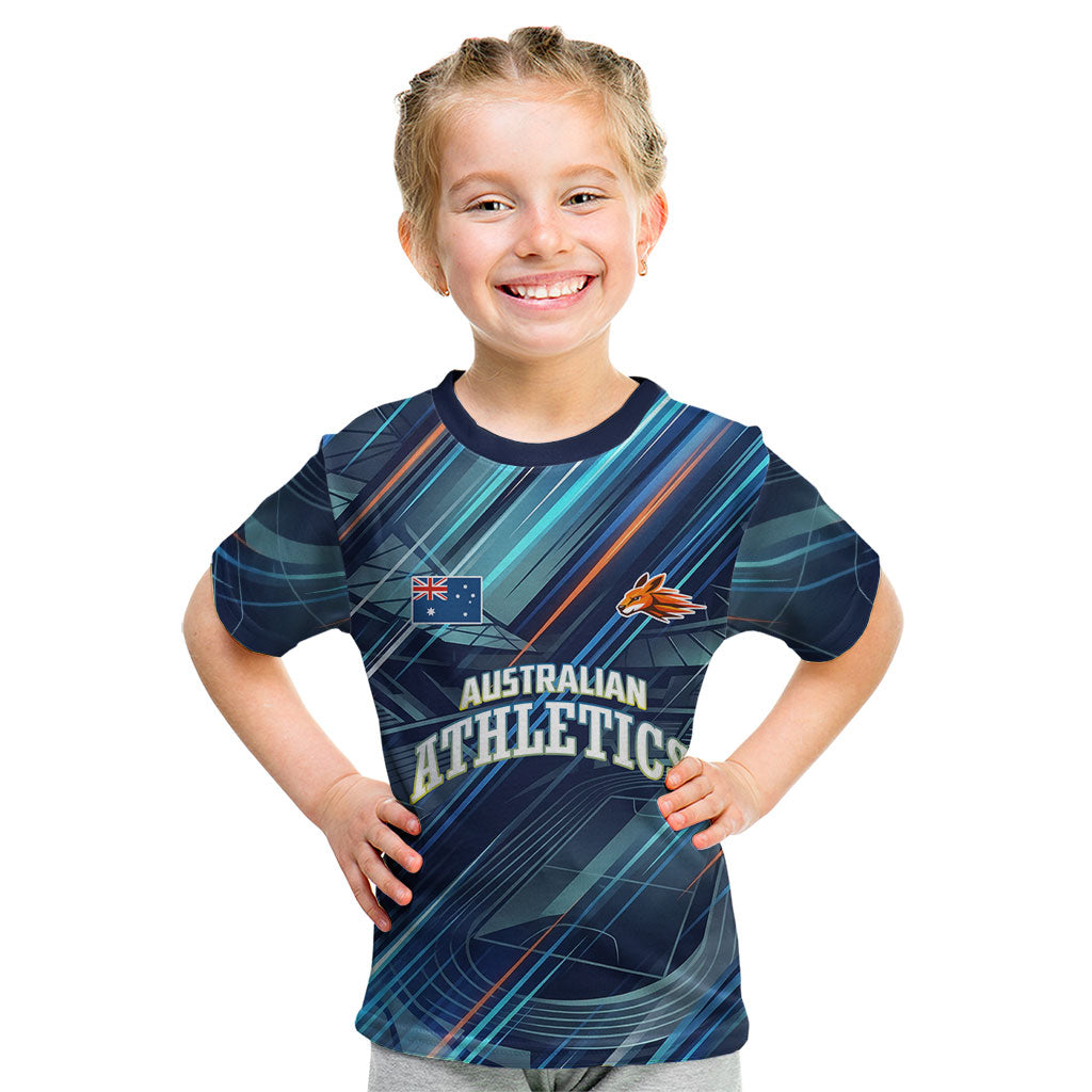 Australian Athletics Kid T Shirt Geometric Digital Sport Motion Art