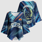 Australian Athletics Kimono Sleeve Blouse Geometric Digital Sport Motion Art