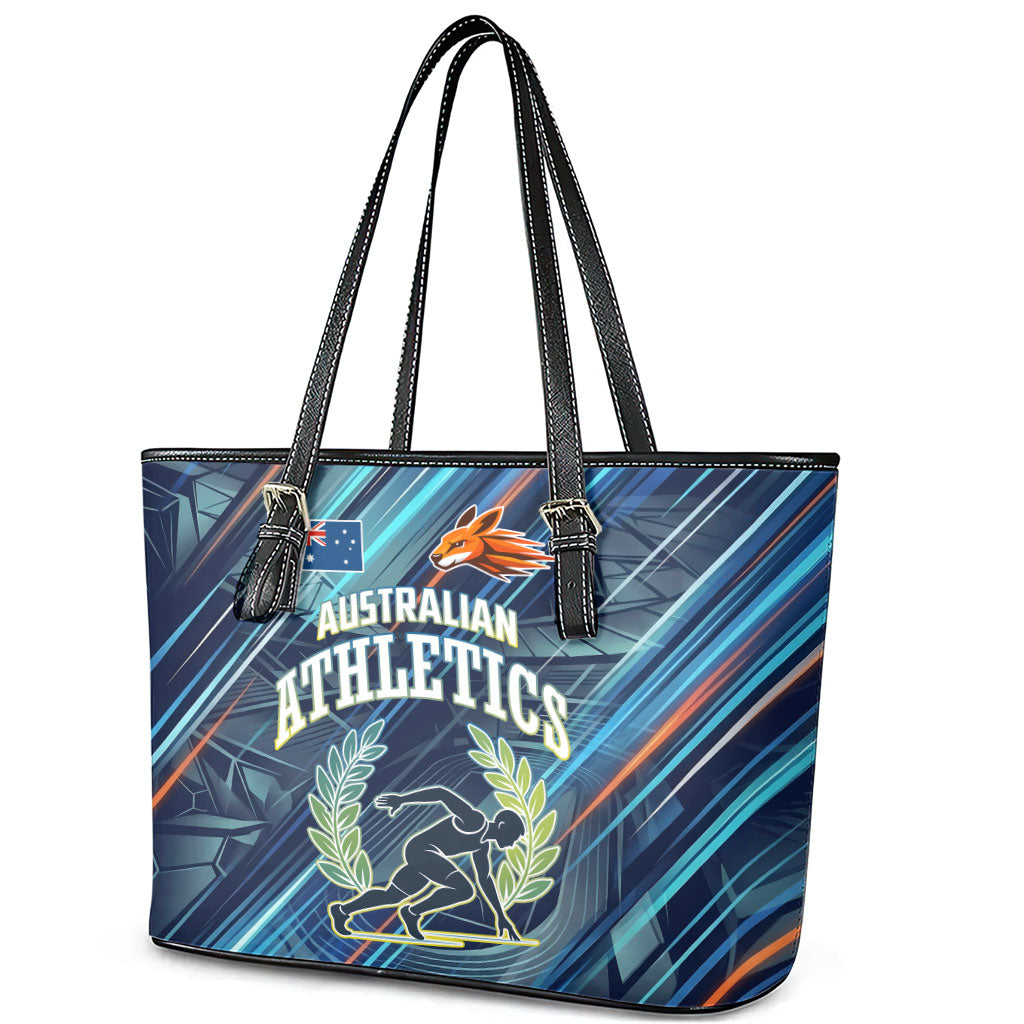 Australian Athletics Leather Tote Bag Geometric Digital Sport Motion Art