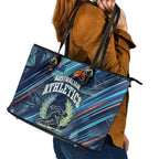 Australian Athletics Leather Tote Bag Geometric Digital Sport Motion Art