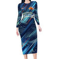 Australian Athletics Long Sleeve Bodycon Dress Geometric Digital Sport Motion Art