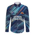 Australian Athletics Long Sleeve Button Shirt Geometric Digital Sport Motion Art