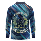 Australian Athletics Long Sleeve Polo Shirt Geometric Digital Sport Motion Art