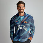 Australian Athletics Long Sleeve Polo Shirt Geometric Digital Sport Motion Art