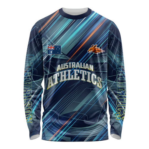Australian Athletics Long Sleeve Shirt Geometric Digital Sport Motion Art