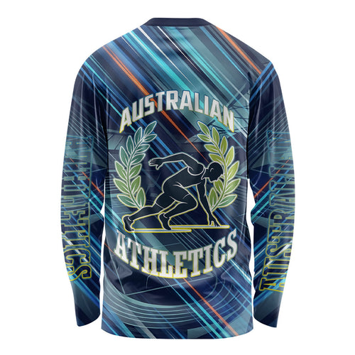 Australian Athletics Long Sleeve Shirt Geometric Digital Sport Motion Art
