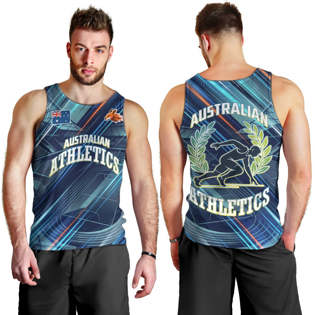 Australian Athletics Men Tank Top Geometric Digital Sport Motion Art