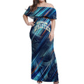 Australian Athletics Off Shoulder Maxi Dress Geometric Digital Sport Motion Art