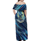 Australian Athletics Off Shoulder Maxi Dress Geometric Digital Sport Motion Art