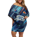 Australian Athletics Off Shoulder Short Dress Geometric Digital Sport Motion Art