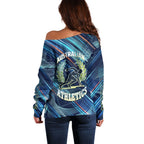 Australian Athletics Off Shoulder Sweater Geometric Digital Sport Motion Art